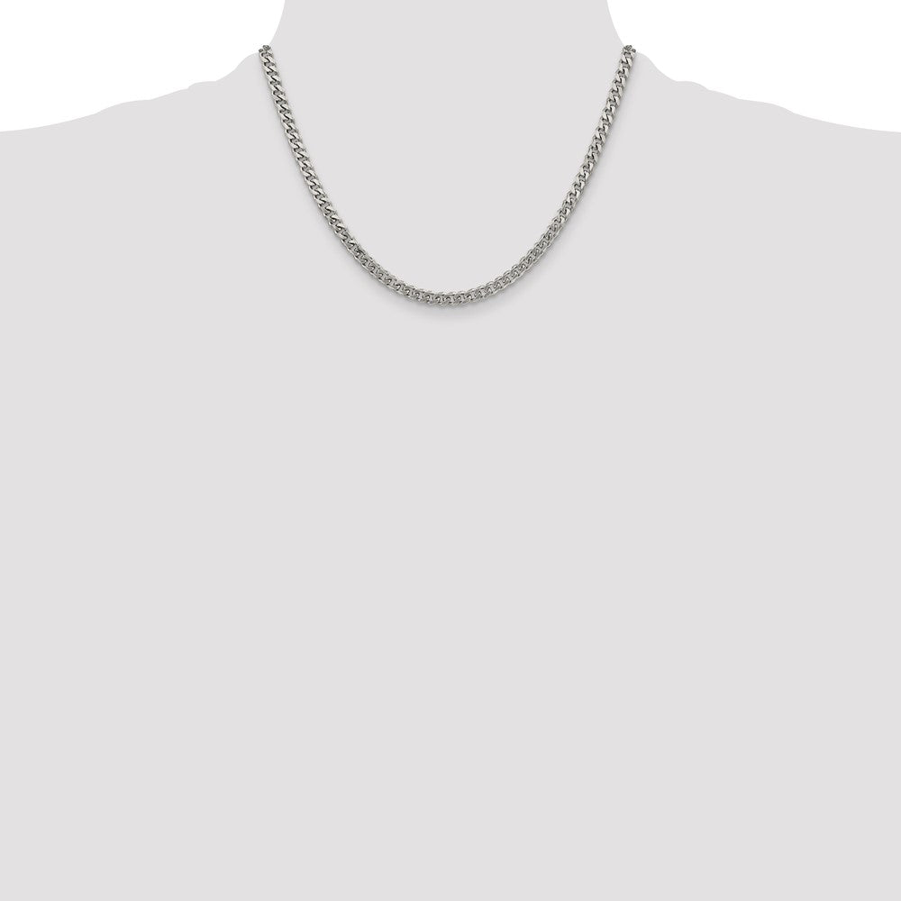 Exclusive Rhodium-Plated Sterling Silver 4.5mm Curb Chain - Stylish Value!