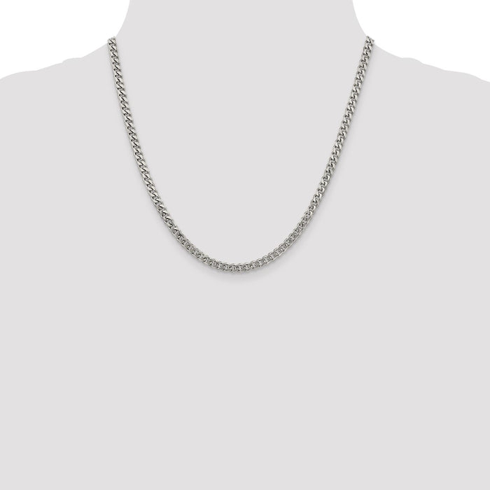High-Quality Rhodium-Plated Sterling Silver 4.5mm Curb Chain - Stylish Value!-4