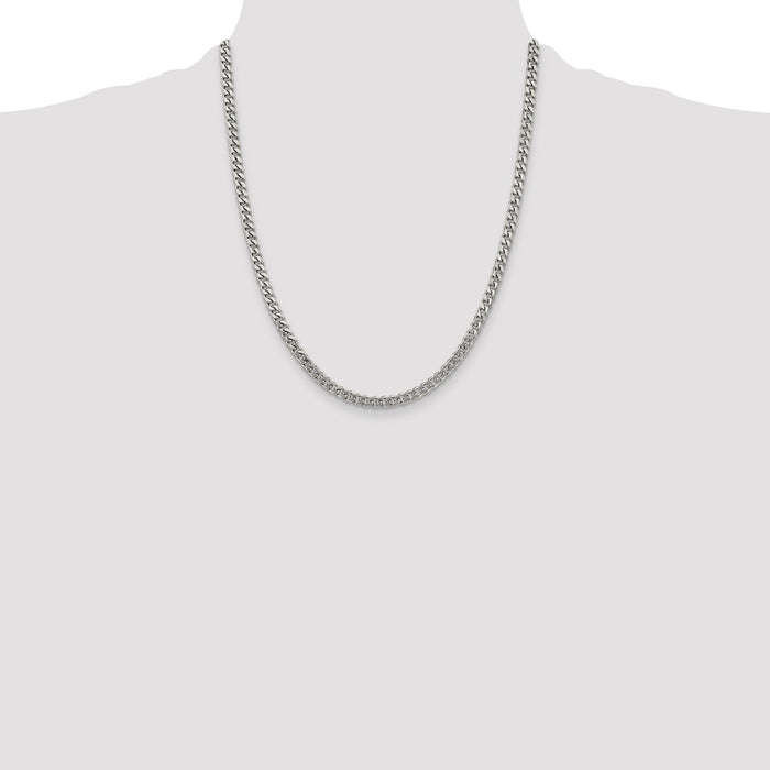 High-Quality Rhodium-Plated Sterling Silver 4.5mm Curb Chain - Stylish Value!-4
