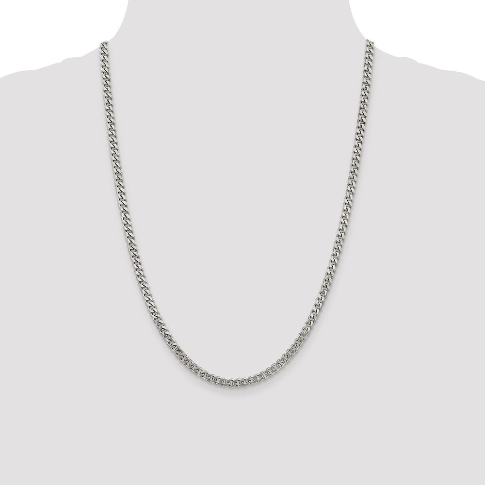 Buy Stylish Rhodium-Plated Sterling Silver 4.5mm Curb Chain | Luxury Value