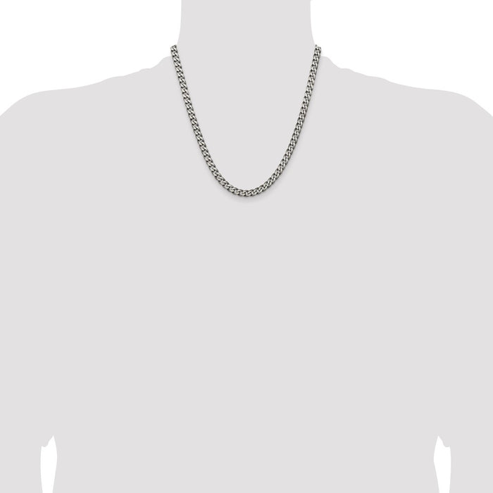 Exclusive 6.0mm Antiqued Sterling Silver Curb Chain - Stylish & Affordable-4