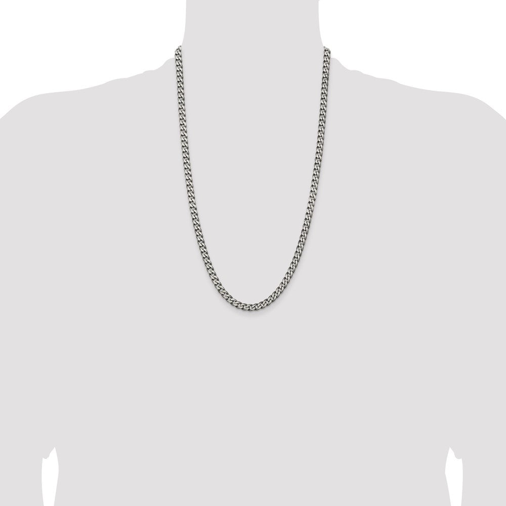 High-Quality 6.0mm Antiqued Sterling Silver Curb Chain - Stylish Value!