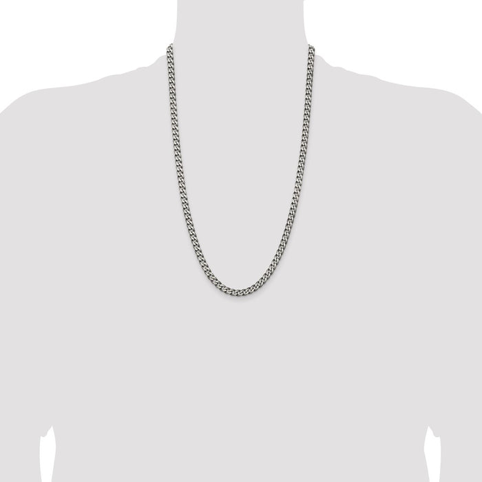 High-Quality 6.0mm Antiqued Sterling Silver Curb Chain - Stylish Value!-4