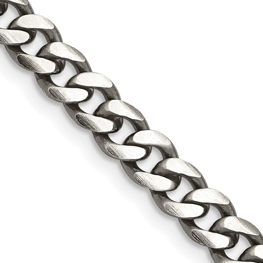 Buy Stylish Antiqued Sterling Silver 6mm Curb Chain - Affordable Luxury