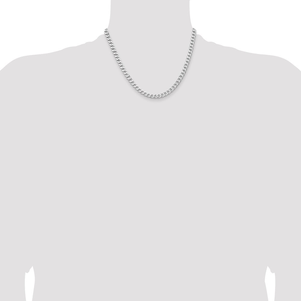 Exclusive Rhodium-Plated Sterling Silver 5.7mm Curb Chain - Stylish Value!