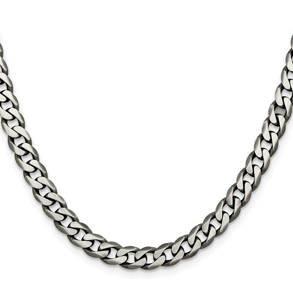 Antiqued Sterling Silver 6.5mm Curb Chain - Style GR1-1031611