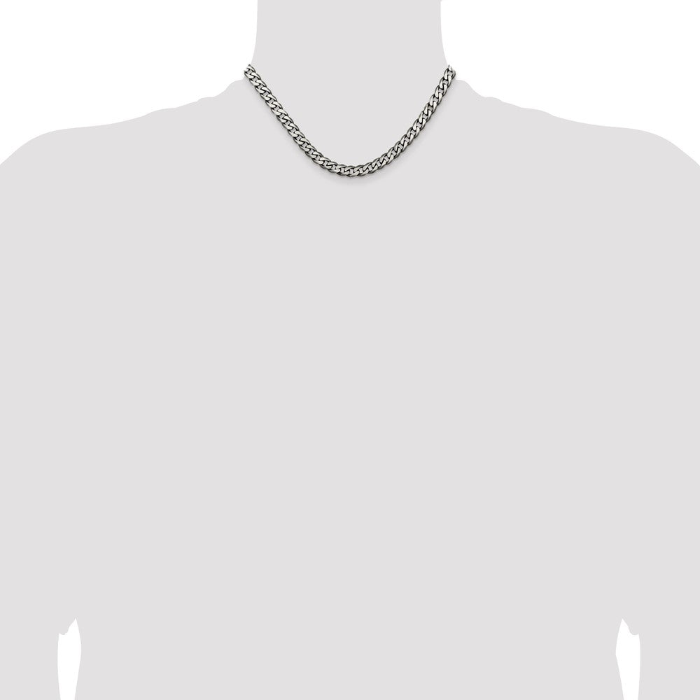 High-Quality Antiqued Sterling Silver 6.5mm Curb Chain - Stylish Value Deal!