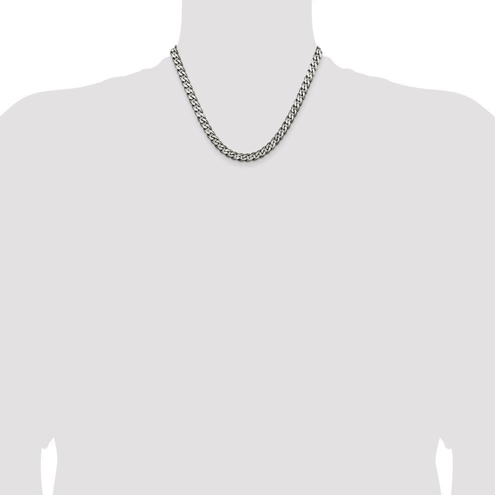 Buy Stylish Antiqued Sterling Silver 6.5mm Curb Chain - Affordable Luxury!
