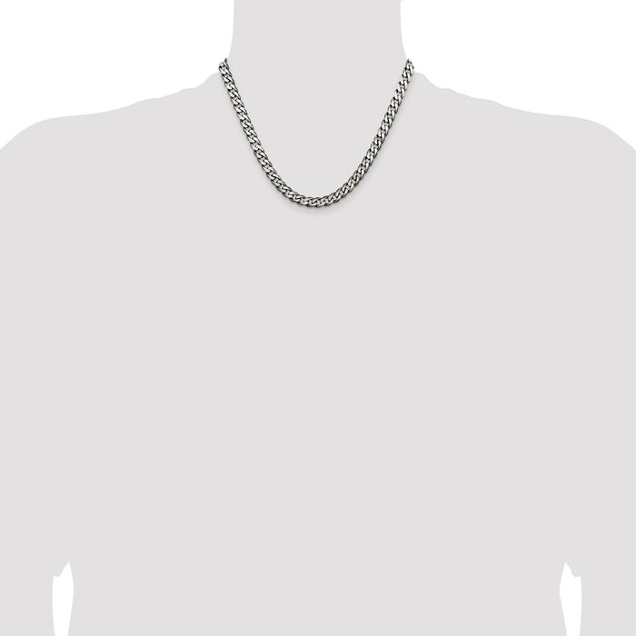 Buy Stylish Antiqued Sterling Silver 6.5mm Curb Chain - Affordable Luxury!-4