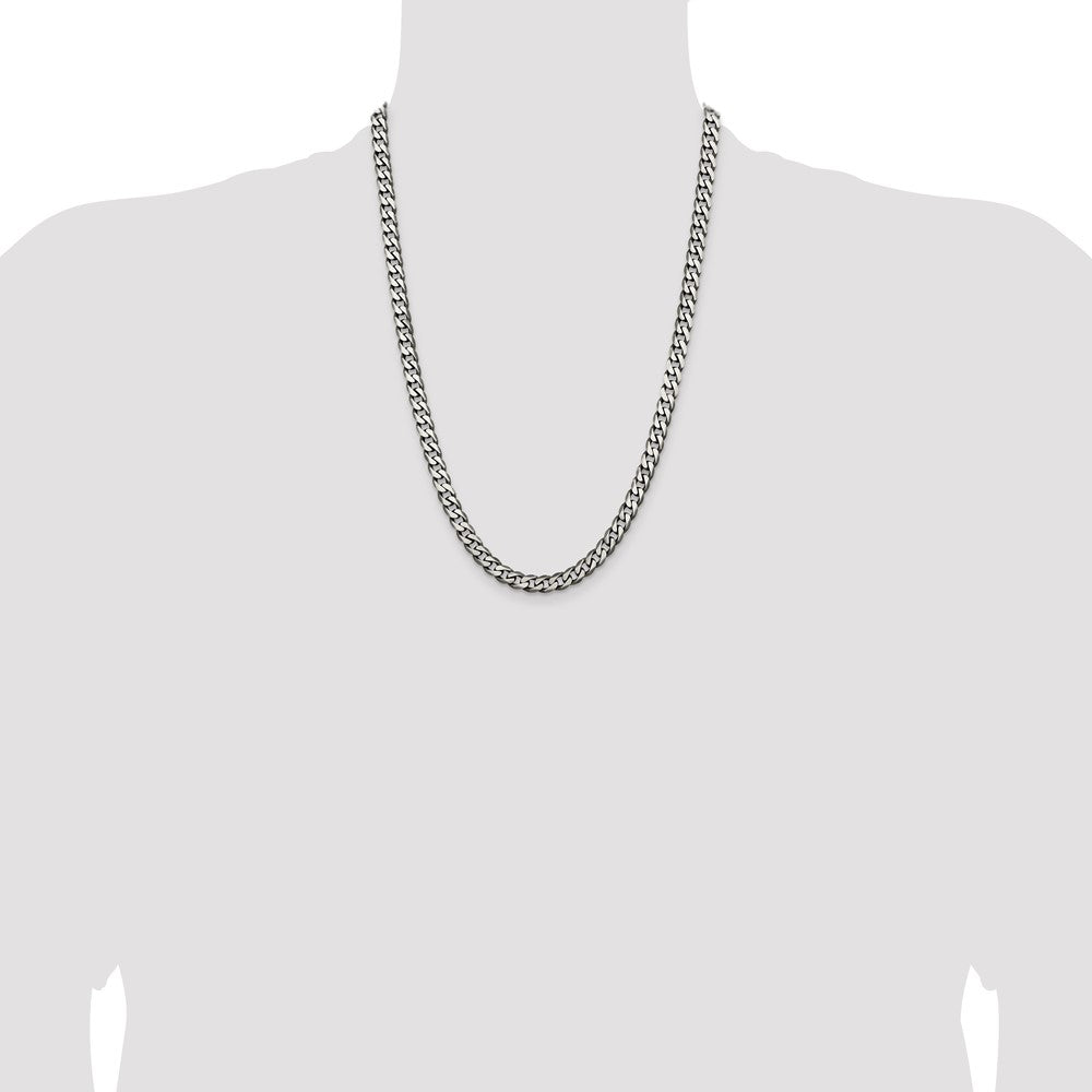 Buy Stylish Antiqued Sterling Silver 6.5mm Curb Chain - Luxury Value!