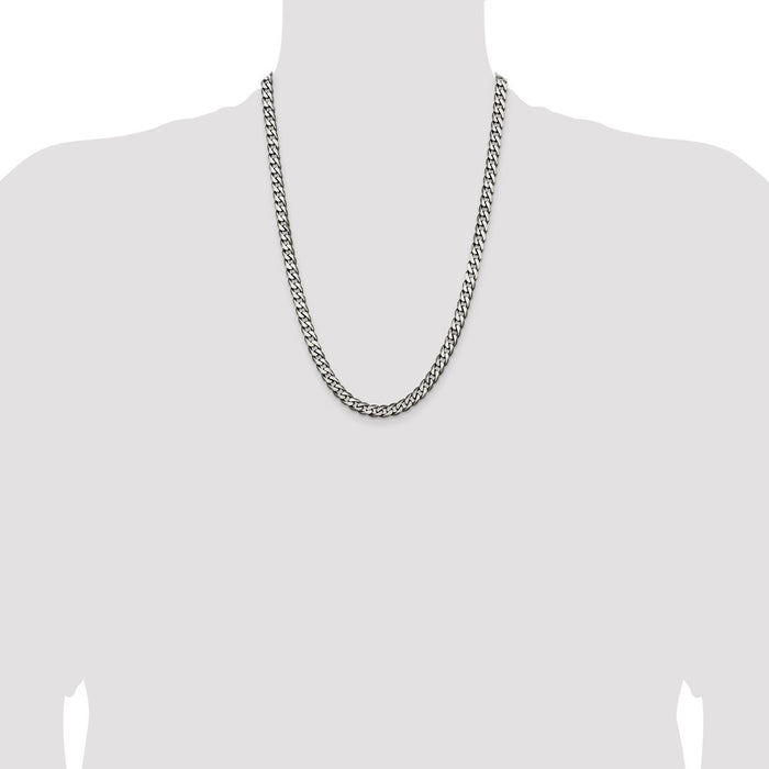 Buy Stylish Antiqued Sterling Silver 6.5mm Curb Chain - Luxury Value!-4
