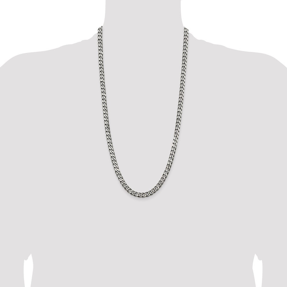 High-Quality Antiqued Sterling Silver 6.5mm Curb Chain - Stylish & Affordable!