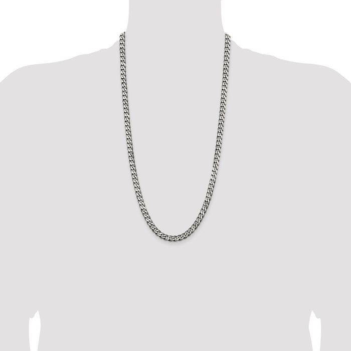 High-Quality Antiqued Sterling Silver 6.5mm Curb Chain - Stylish & Affordable!-4