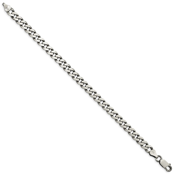 Antiqued Sterling Silver 6.5mm Curb Chain - Style GR1-1029977