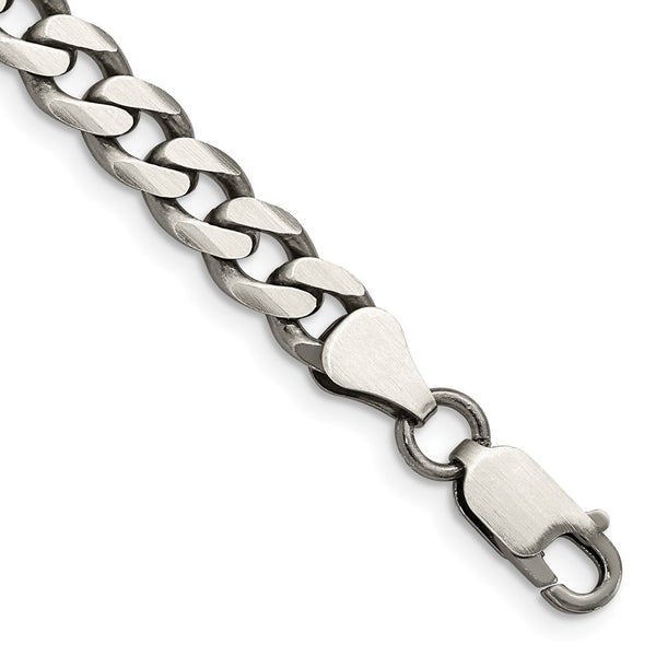 Antiqued Sterling Silver 6.5mm Curb Chain - Style GR1-1029977