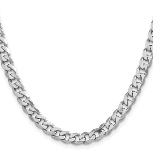 Exclusive Rhodium-Plated Sterling Silver 6.5mm Curb Chain - Stylish Value!