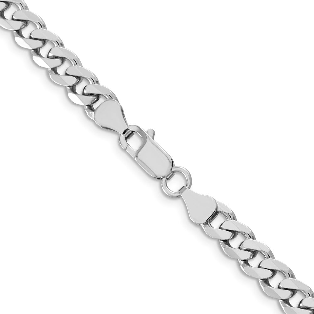 Exclusive Rhodium-Plated Sterling Silver 6.5mm Curb Chain - Stylish Value!