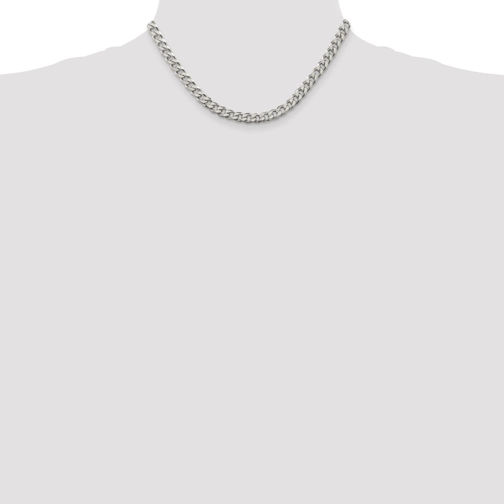 Buy Exclusive Rhodium-Plated Sterling Silver 6.5mm Curb Chain - Stylish Value