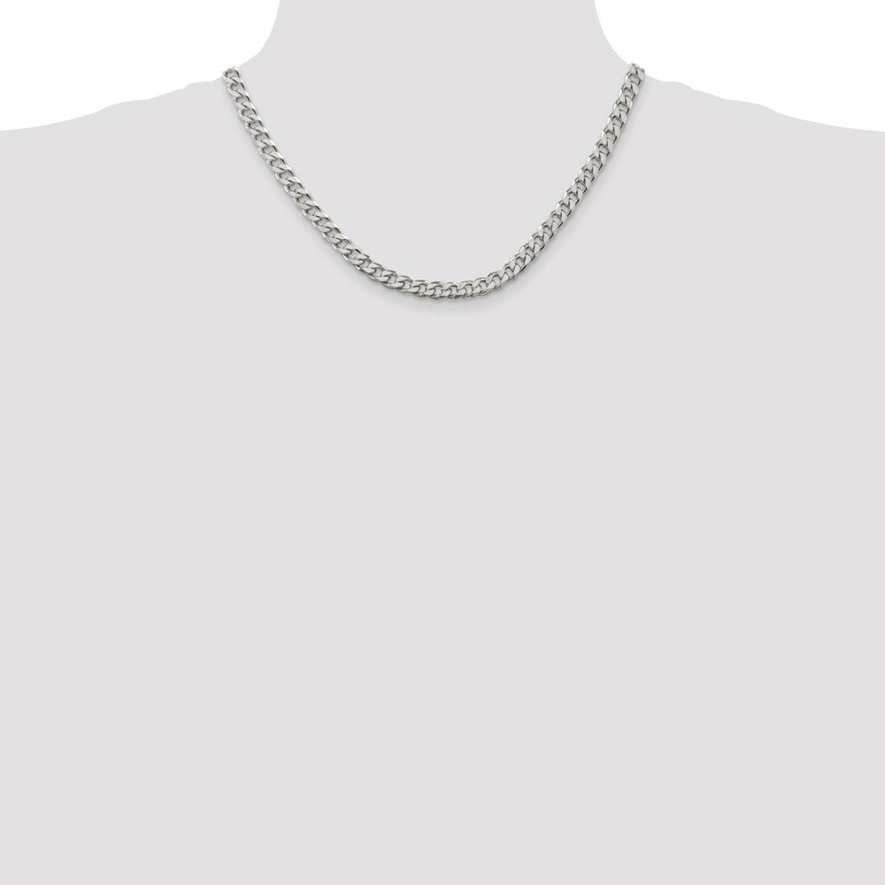 Exclusive Rhodium-Plated Sterling Silver 6.5mm Curb Chain - Stylish Value