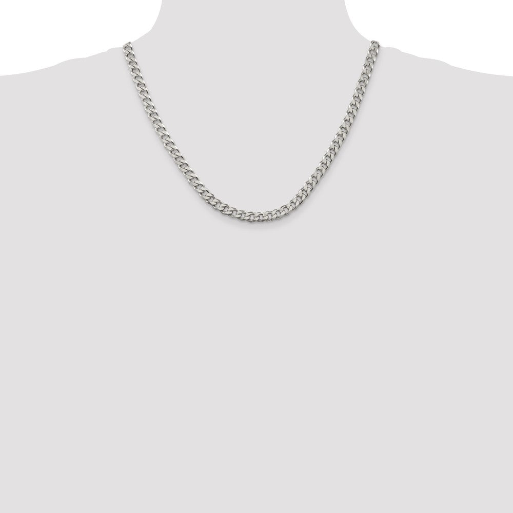 Exclusive Rhodium-Plated Sterling Silver 6.5mm Curb Chain - Stylish Value!