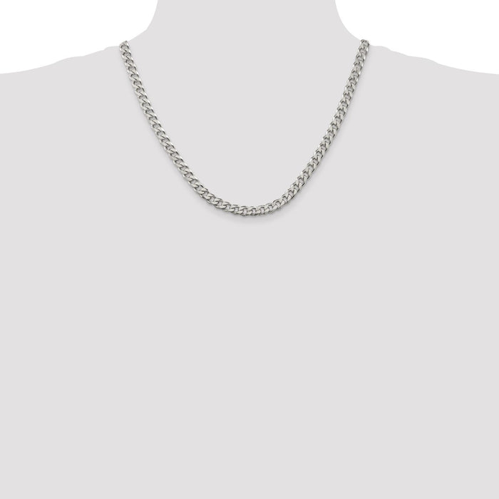 Exclusive Rhodium-Plated Sterling Silver 6.5mm Curb Chain - Stylish Value!-4