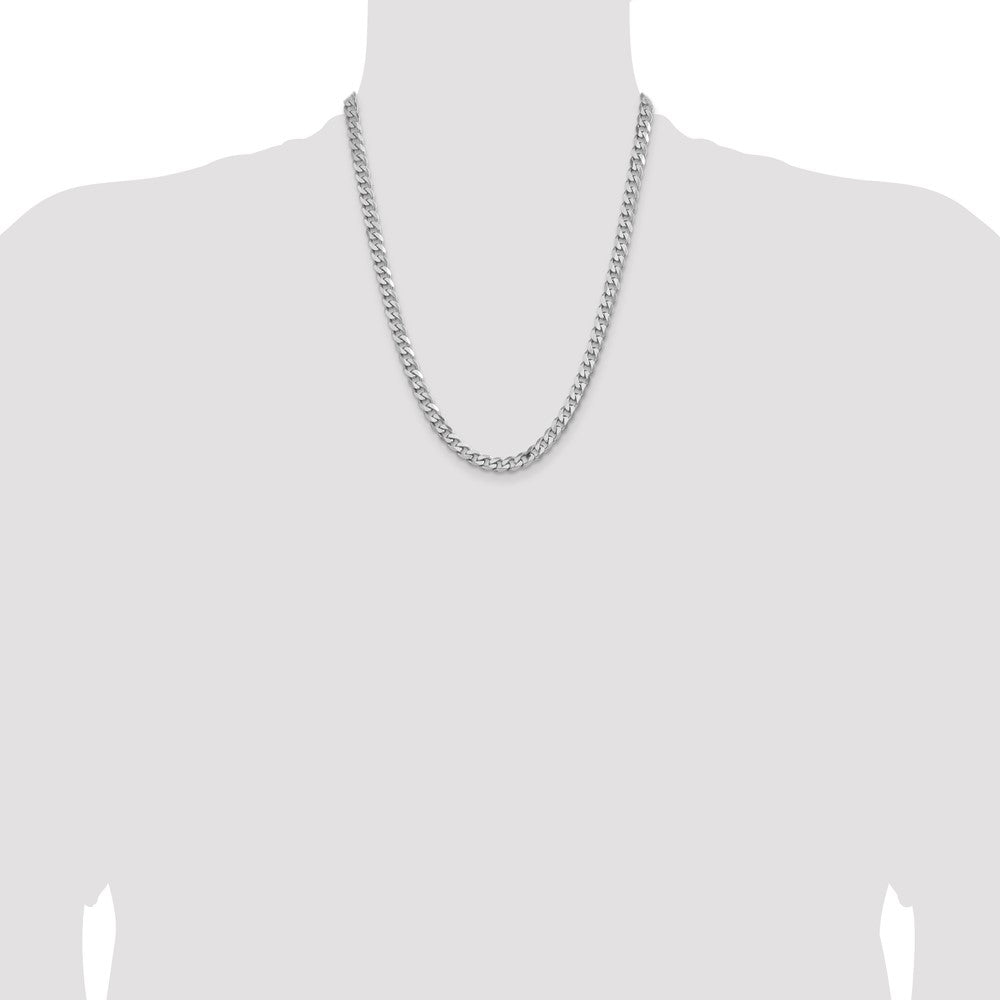 Exclusive Rhodium-Plated Sterling Silver Curb Chain 6.5mm - Stylish Value