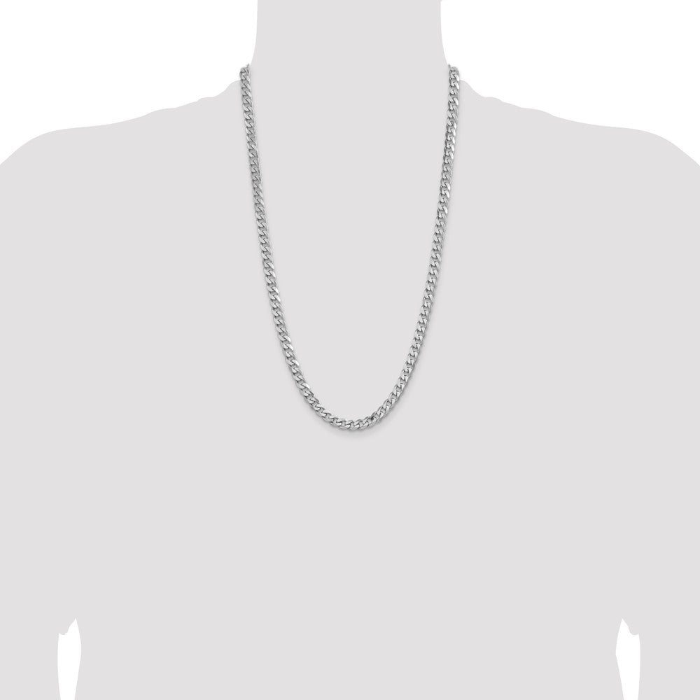 Exclusive Rhodium-Plated Sterling Silver 6.5mm Curb Chain - Stylish Value