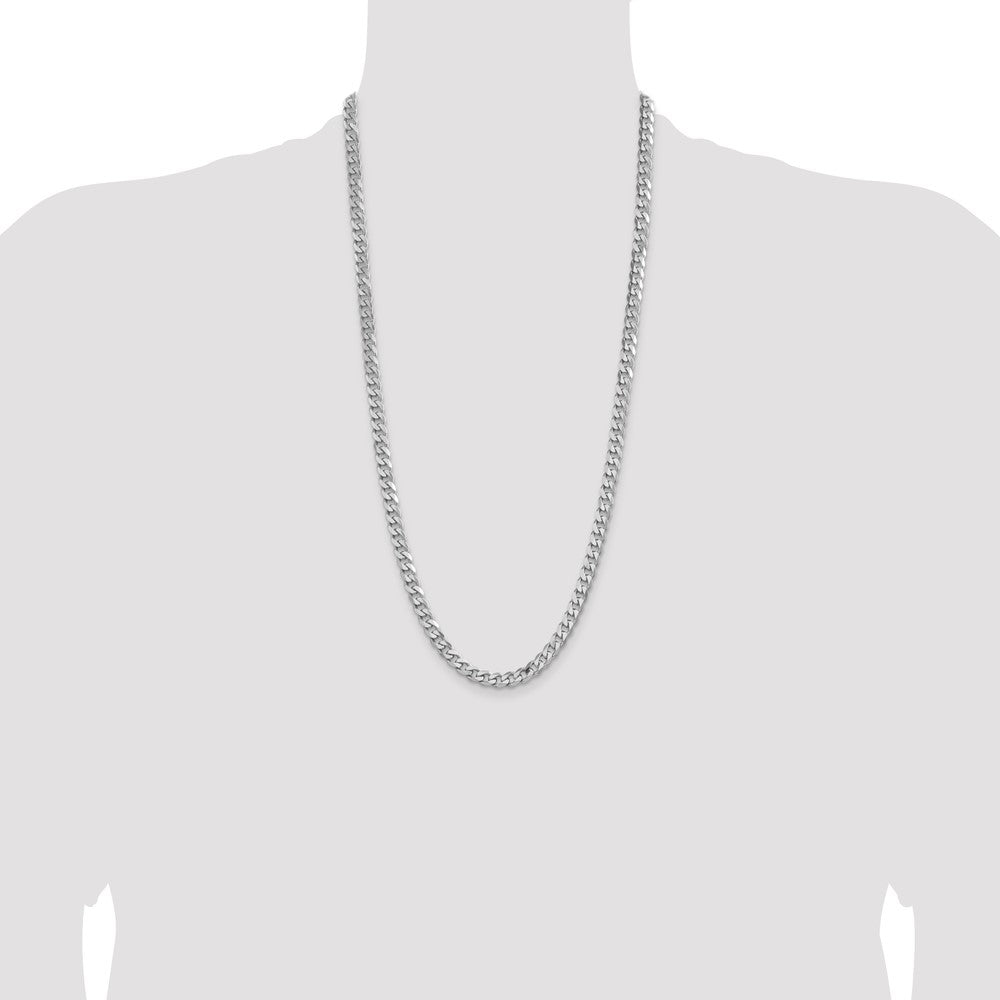 Designer Rhodium-Plated Sterling Silver 6.5mm Curb Chain - Affordable Luxury!