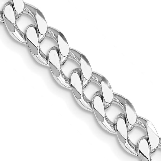 Exclusive Rhodium-Plated Sterling Silver 6.5mm Curb Chain - Stylish Value!