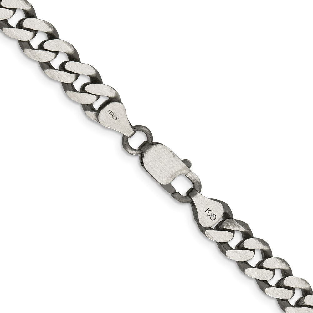 Buy Stylish Antiqued Sterling Silver 7.5mm Curb Chain - Affordable Elegance