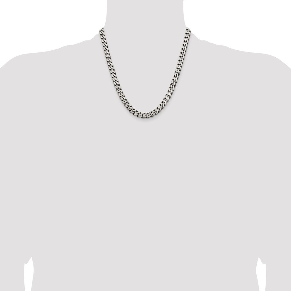 Buy Stylish Antiqued Sterling Silver 7.5mm Curb Chain - Luxury Value!