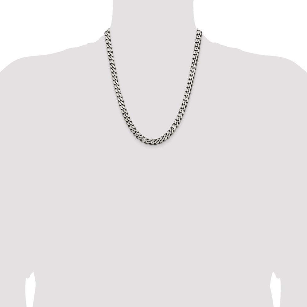 Buy Stylish Antiqued Sterling Silver Curb Chain - 7.5mm, Affordable Luxury
