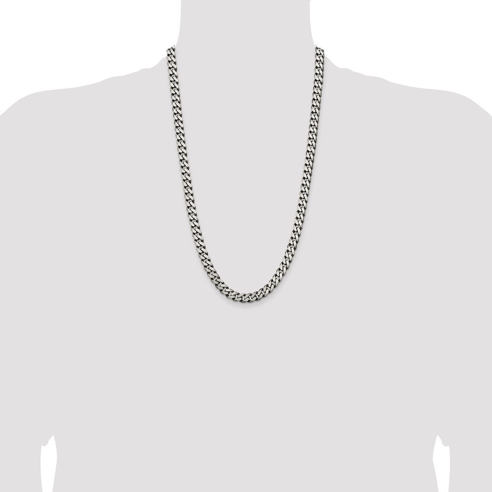 Buy Stylish Antiqued Sterling Silver 7.5mm Curb Chain - Affordable Elegance