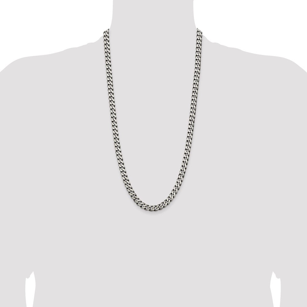 Buy Stylish 7.5mm Antiqued Sterling Silver Curb Chain - Luxury Value Piece