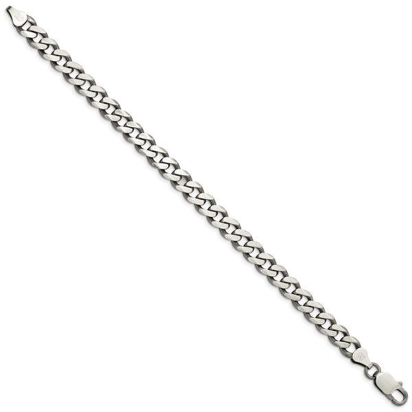 Antiqued Sterling Silver 7.5mm Curb Chain - Style GR1-1030004