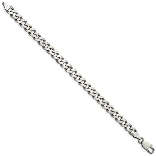High-Quality Antiqued Sterling Silver 7.5mm Curb Chain - Stylish and Affordable!
