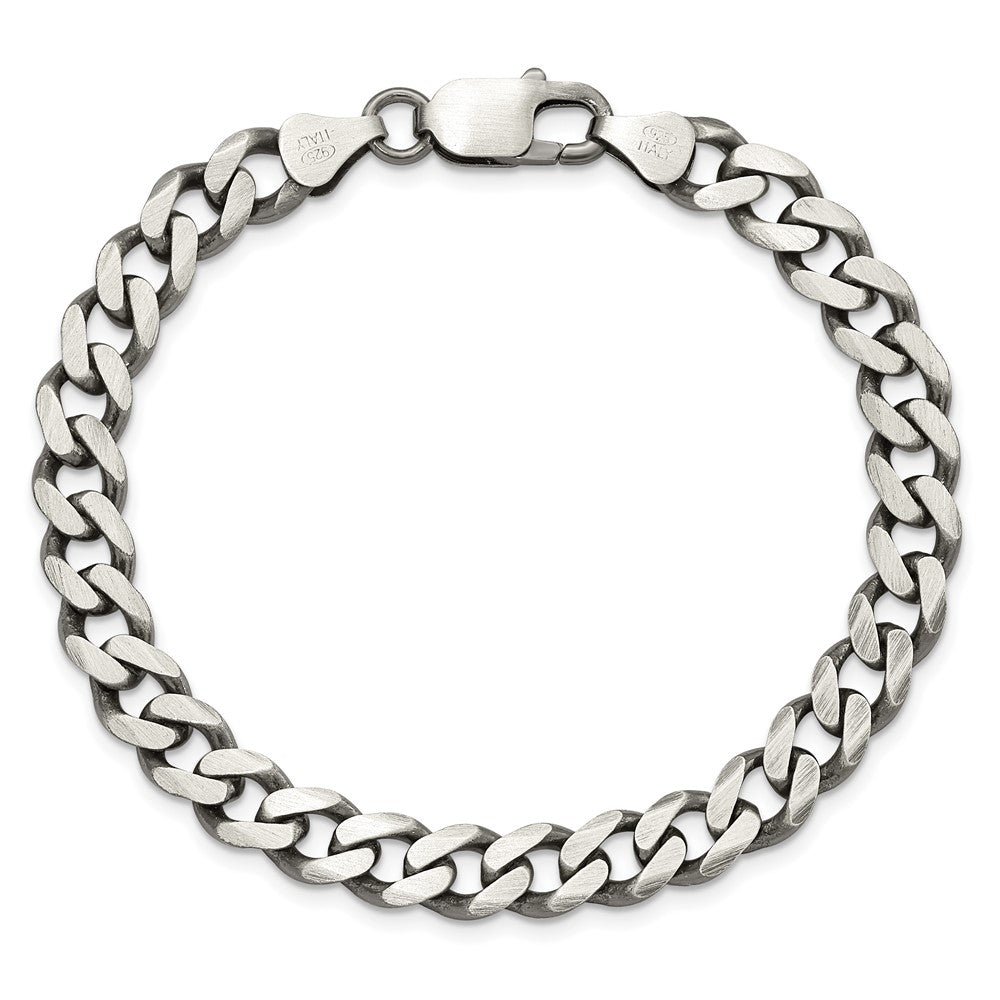 High-Quality Antiqued Sterling Silver 7.5mm Curb Chain - Stylish and Affordable!