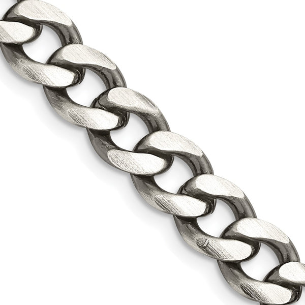 7.5mm Antiqued Sterling Silver Curb Chain