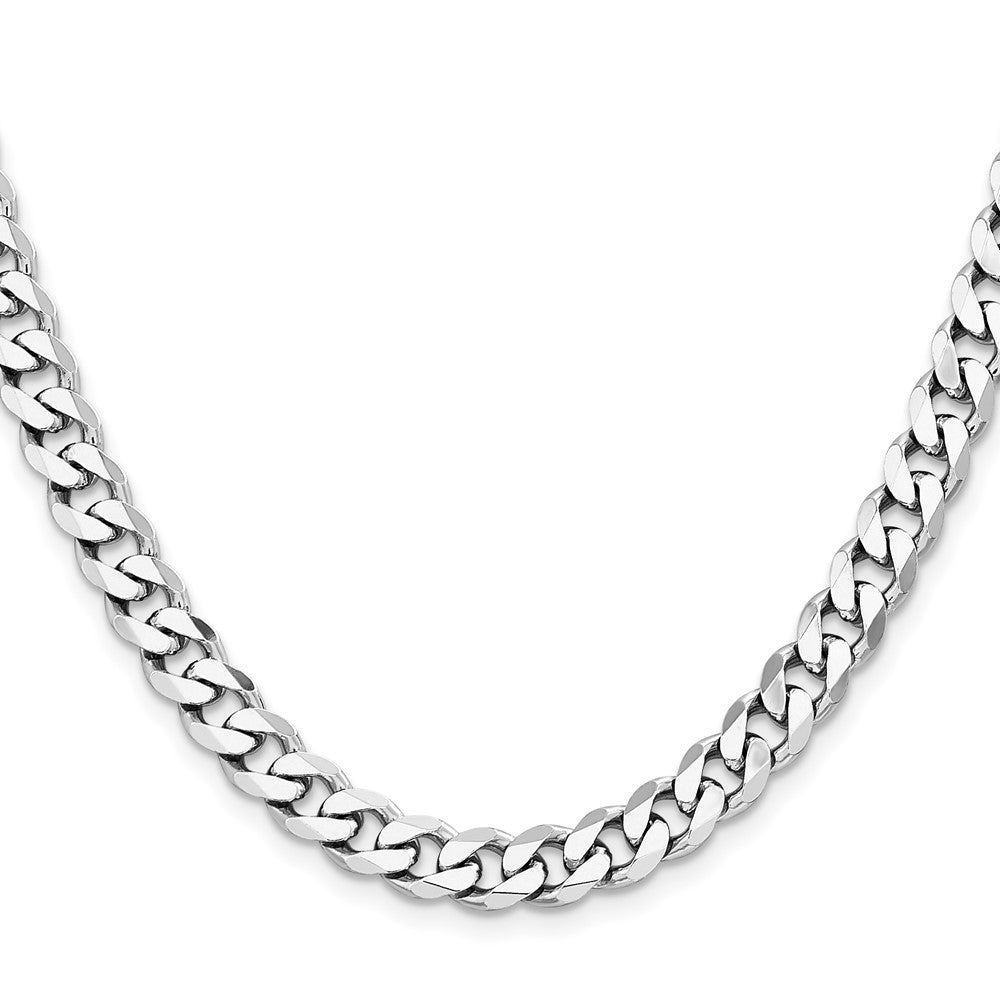 High-Quality Rhodium-Plated Sterling Silver 7.5mm Curb Chain - Stylish Value!