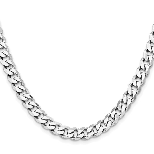 High-Quality Rhodium-Plated Sterling Silver 7.5mm Curb Chain - Stylish Value!