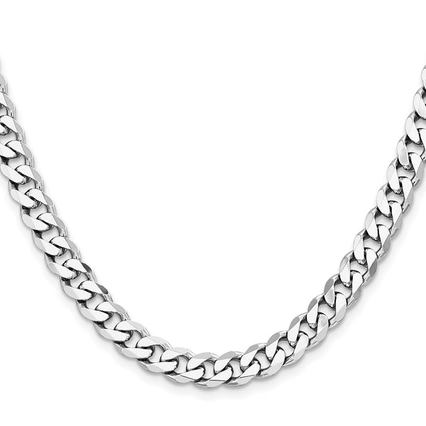 Rhodium-Plated Sterling Silver Curb Chain 7.5mm