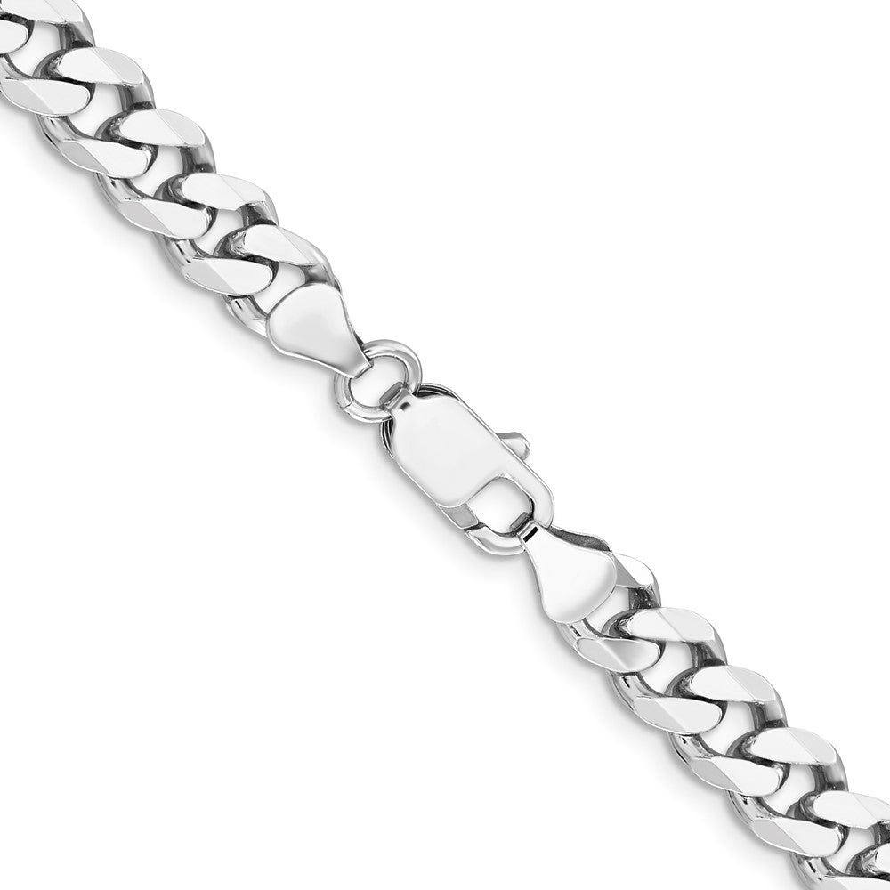 High-Quality Rhodium-Plated Sterling Silver 7.5mm Curb Chain - Stylish Value!