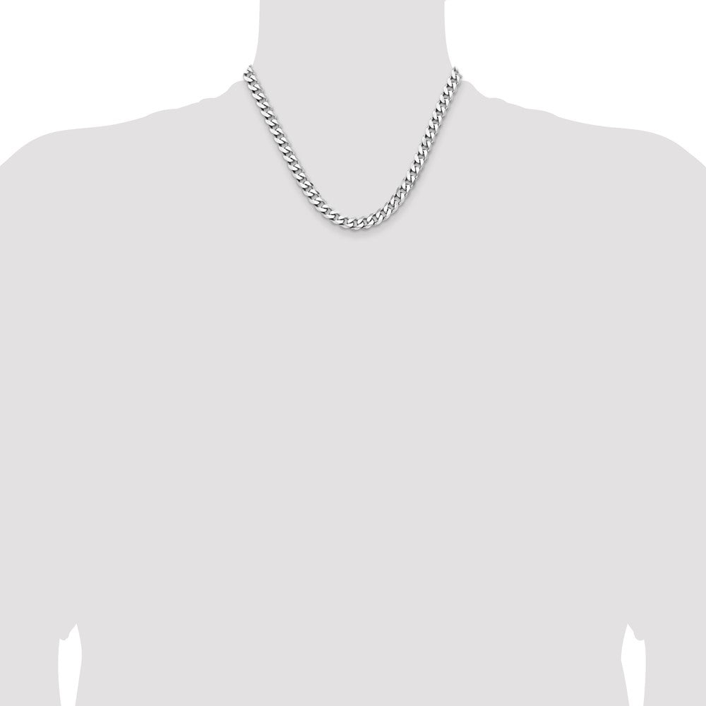 Buy Exclusive Rhodium-Plated Sterling Silver Curb Chain - 7.5mm Stylish Value!
