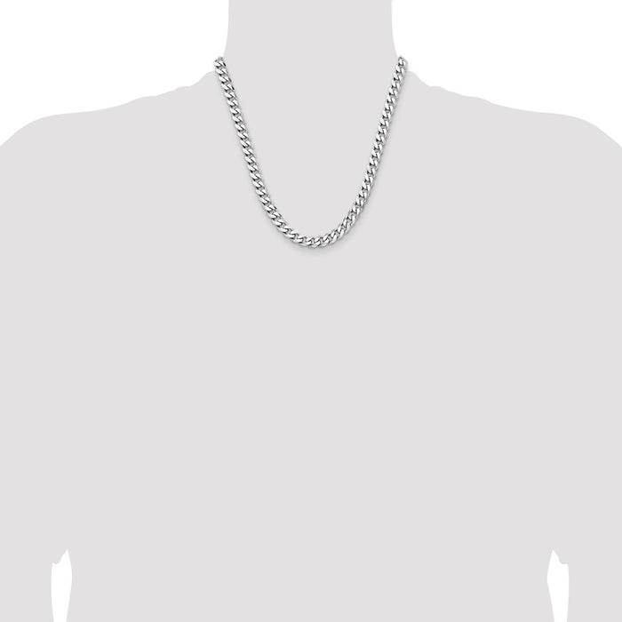High-Quality Rhodium-Plated Sterling Silver 7.5mm Curb Chain - Stylish Value!-4