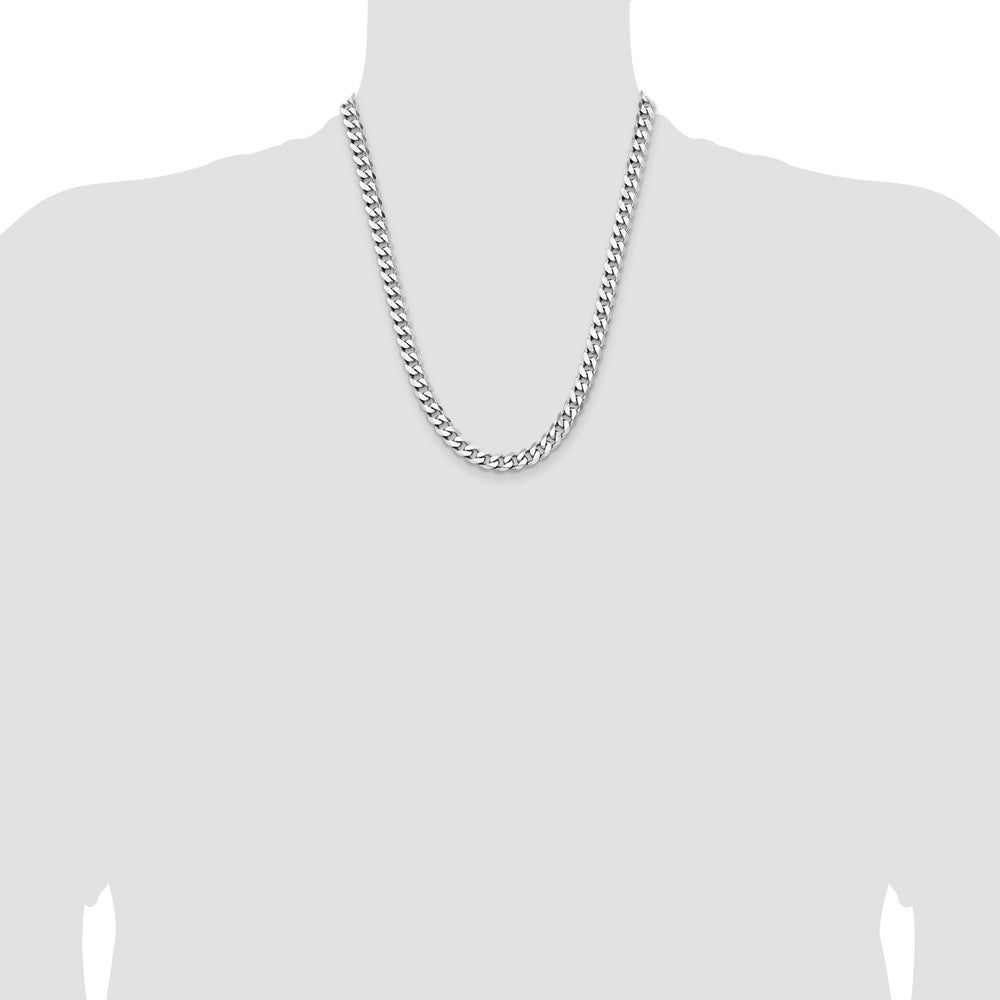 Buy Stylish Rhodium-Plated Sterling Silver 7.5mm Curb Chain - Luxury Value!