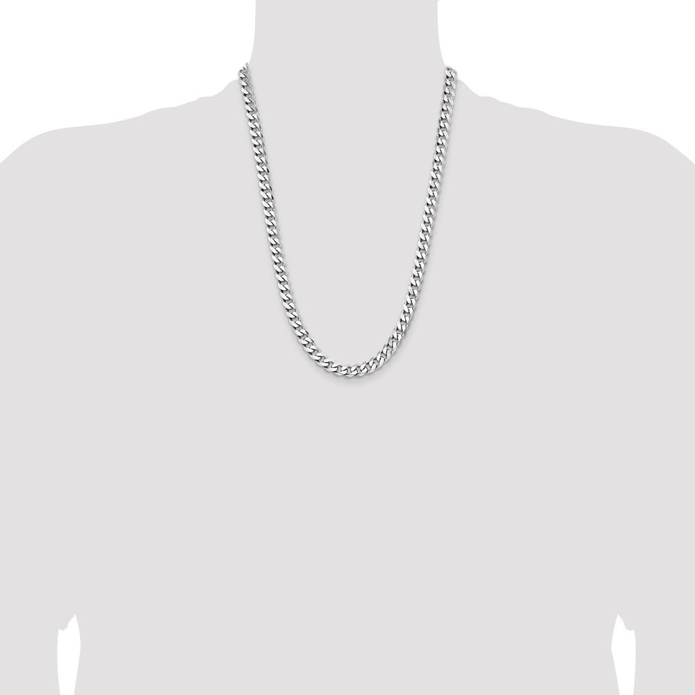 Buy Stylish Rhodium-Plated Sterling Silver Curb Chain - 7.5mm, Affordable Price!