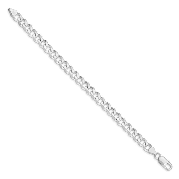 Rhodium-Plated Sterling Silver 7.5mm Curb Chain - Style GR1-1030012