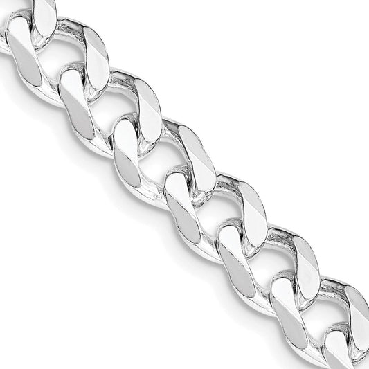 High-Quality Rhodium-Plated Sterling Silver 7.5mm Curb Chain - Stylish Value!