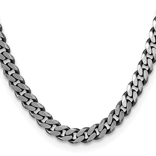 Antiqued Sterling Silver 8.3mm Curb Chain - Style GR1-1031649