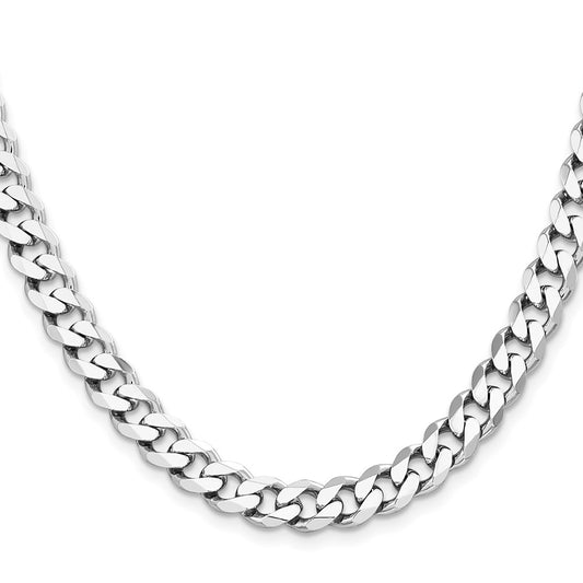 Exclusive 8.3mm Rhodium-Plated Sterling Silver Curb Chain - Stylish Value!